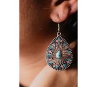 Large Mandala Floral Teardrop Drop Dangler The Colourful Aura Multi One Size