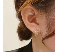 The Colourful Aura Women's Leaf Blossom Hoop Earrings - Gold & Silver