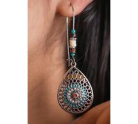 The Colourful Aura Long Mandala Floral Triangle Drop Danglers Multi One Size
