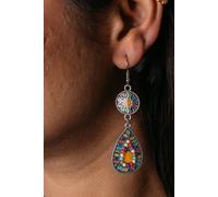 Long Mandala Water Drop Floral Triangle Danglers The Colourful Aura Multi One Size