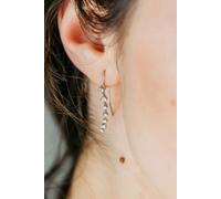 The Colourful Aura Women's Long Silver Zircon Dangle Hook Drop Earrings