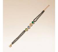 The Colourful Aura Women's Minimalistic Black Beaded Multicolour Stone Slim Mangalsutra bracelet The Colourful Aura Black One Size