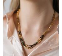 The Colourful Aura Women's Multi Strand Gold Black Beaded Indian Asian Nazar Mangalsutra Choker Necklace The Colourful Aura Black One Size