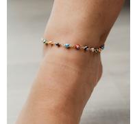 The Colourful Aura Women's Multicolour Evil Eye Adjustable Protection Colourful Turkish Asian Indian Anklet in Gold | Size: 8 The Colourful Aura Gold 8