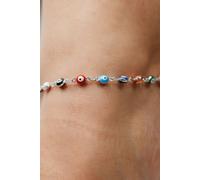 Multicolour Evil Eye Adjustable Protection Colourful Turkish Asian Indian Anklet The Colourful Aura Silver 10 inches
