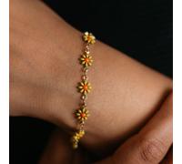 The Colourful Aura Women's Multicolour Turquoise Sun Flower Summer Indie Boho Daisy Charms Bracelet in Yellow | Size: 8 The Colourful Aura Yellow 8