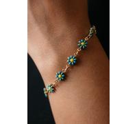 The Colourful Aura Women's Multicolour Turquoise Sun Flower Summer Indie Boho Daisy Charms Bracelet | Size: 6 inches The Colourful Aura Turquoise 6 inches