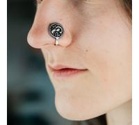 The Colourful Aura Women's Peacock Tribal Oxidised German Silver Clip-On Adjustable Nose Pin