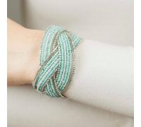 The Colourful Aura Women's Pearl Wide Open Cuff Kada - Adjustable Blue or Orange