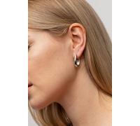 The Colourful Aura Women's Plain U Shape Geometric Oval Hoop Earring in Silver