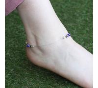 The Colourful Aura Women's Pure Silver Beaded Evil Eye Nazar Payal Anklet