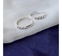The Colourful Aura Women's Pure Silver Blue Stone Bohemian Indian Bichiya Slim Toe Ring