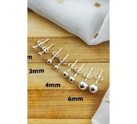 The Colourful Aura Women's Pure Silver Round Ball Studs Earrings 4mm