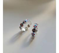 The Colourful Aura Women's Silver Colourful Floral Clover Band Boho Midi Band Dainty Adjustable Toe Ring The Colourful Aura Multicolor One Size