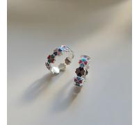 The Colourful Aura Women's Silver Colourful Floral Clover Band Boho Midi Band Dainty Adjustable Toe Ring The Colourful Aura Multicolor One Size