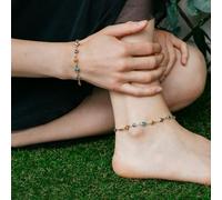 Silver Colourful Protection Greek Evil Eye Beaded Indian Nazaria Payal Anklet The Colourful Aura Gold 10 inches