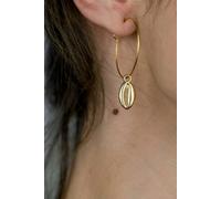 The Colourful Aura Women's Silver Cowrie Charm Sea Shell Hoop Earrings in Gold The Colourful Aura Gold One Size