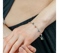 The Colourful Aura Women's Silver Plated Dainty Evil Eye Protection Charm Beaded Dangly Adjustable Bracelet | Size: 8 The Colourful Aura Silver 8