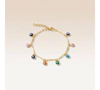 The Colourful Aura Women's Silver Plated Dainty Evil Eye Protection Charm Beaded Dangly Adjustable Bracelet | Size: 6 inches The Colourful Aura Silver 6 inches
