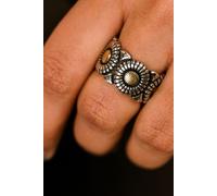 Silver Plated Vintage Sun Flower Daisy Wide Cuff Band Ring The Colourful Aura Silver One Size