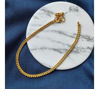 Slim Golden Brass Cuban Braided Chain Minimalist Slim Foot Payal Anklet The Colourful Aura Gold One Size