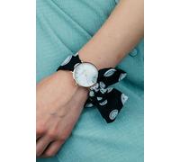 The Colourful Aura Women's Smiley Changeable Fabric Knot Tie Strap Boho Wristwatch in Black