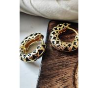 The Colourful Aura Women's Stainless Steel Black Multicolour Hoop Earrings