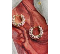 The Colourful Aura Women's Stainless Steel Black Multicolour Hoop Earrings in Pink