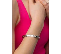 Stainless Steel Wide Crystal Zircon Oval Geometric Open Split Cuff Bangle The Colourful Aura Silver One Size