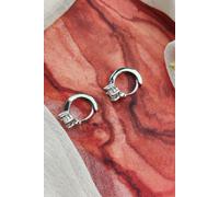 The Colourful Aura Women's Sterling Silver Circle Zircon Stud Hoop Earrings The Colourful Aura Silver One Size