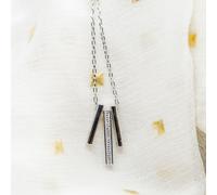 The Colourful Aura Women's Sterling Silver Geometric Three Zircon Bar Drop Pendant Necklace The Colourful Aura Silver One Size