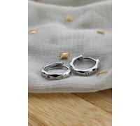 The Colourful Aura Women's Sterling Silver Hexagon Zircon Wave Hoop Earring The Colourful Aura Silver One Size