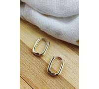 Sterling Silver U Shape Rectangle Hoop Earrings The Colourful Aura Gold One Size