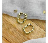 The Colourful Aura Women's Sterling Silver U Shape Square Foil Hoop Earrings in Gold The Colourful Aura Gold One Size