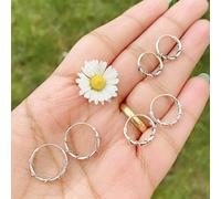 The Colourful Aura Women's Sterling Silver Wired Coil Slim Dainty Hoop Earrings | Size: Small