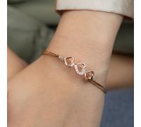 The Colourful Aura Women's Three Heart Zircon Love Couple Cuff Slim Lightweight Stacking Bangle in Gold The Colourful Aura Gold One Size