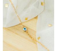 The Colourful Aura Women's Tiny Blue Evil Eye Golden Turkish Minimalist Evil Eye Charm Bead Protection in Silver | Size: 8 The Colourful Aura Silver 8