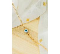 The Colourful Aura Women's Tiny Blue Evil Eye Golden Turkish Minimalist Evil Eye Charm Bead Protection in Gold | Size: 7.5 inches The Colourful Aura Gold 7.5 inches