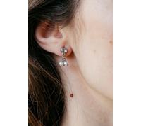 The Colourful Aura Women's Tiny Pearl Poth Zircon Drop Stud Earrings in Silver The Colourful Aura Silver One Size