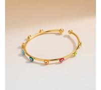 The Colourful Aura Women's Turkish Evil Eye Adjustable Boho Geometric Open Bracelet Bangle