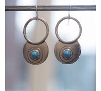 The Colourful Aura Women's Turquoise Stone Dangle Drop Statement Earring in Silver