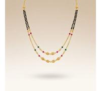 Two layer Gold Beaded Indian Traditional Mangalsutra Necklace The Colourful Aura Black One Size