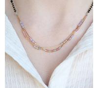 The Colourful Aura Women's Two layer gold beaded indian traditional mangalsutra necklace The Colourful Aura Gold One Size