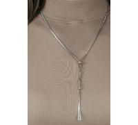 The Colourful Aura Women's Two Triangle Geometric Drop Y Shape Interlock Long Cocktail Lariat Necklace in Silver The Colourful Aura Silver One Size