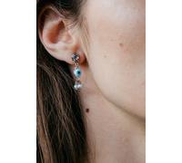 The Colourful Aura Women's White Tiny Pearl Poth Zircon Evil Eye Stud Earrings in Silver The Colourful Aura Silver One Size