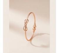 The Colourful Aura Women's Zircon Infinity Brass Bangle Adjustable Cuff Bracelet in Gold