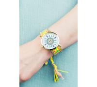 The Colourful Aura Yellow Boho Mandala Art Bohemian Jute Knitted Strap Bracelet Wrist Watch Yellow One Size