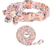 The Comfort Dog Collars,3PCS Dog Collar With Cute Dog Leash Fashion Puppy Collars With Adjustable Metal Buckle For Small Medium Large Boy&Girl Dogs(Orange Set,M)