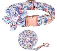 The Comfort Dog Collars,3PCS Dog Collar With Cute Dog Leash Fashion Puppy Collars With Adjustable Metal Buckle For Small Medium Large Boy&Girl Dogs(Blue Set,L)