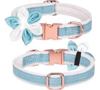 The Comfort Dog Collars,Cute Girl Dog Collars With Bowtie Fancy Dog Collar With Safety Metal Buckle Floral Dog Collar For Small Medium And Large Dogs(Blue,L)